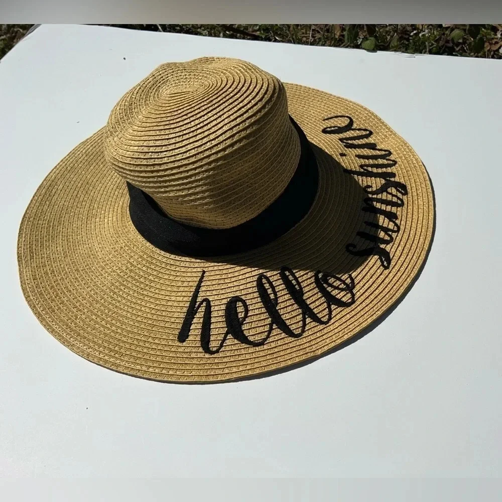C.C.Creations, Hello Sunshine wide brim paper‎ hat with adjustable drawstring